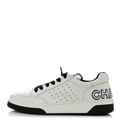 Chanel Calfskin Womens Logo Sneakers 40.5 White Black 1 of 9