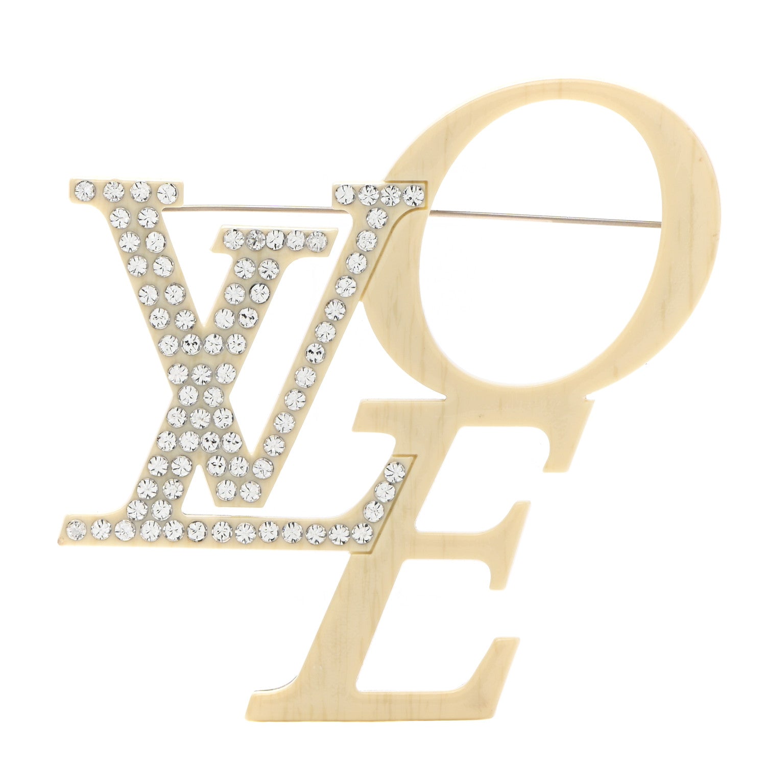 Louis Vuitton Swarovski Crystal Love LVoe Brooch 1 of 5