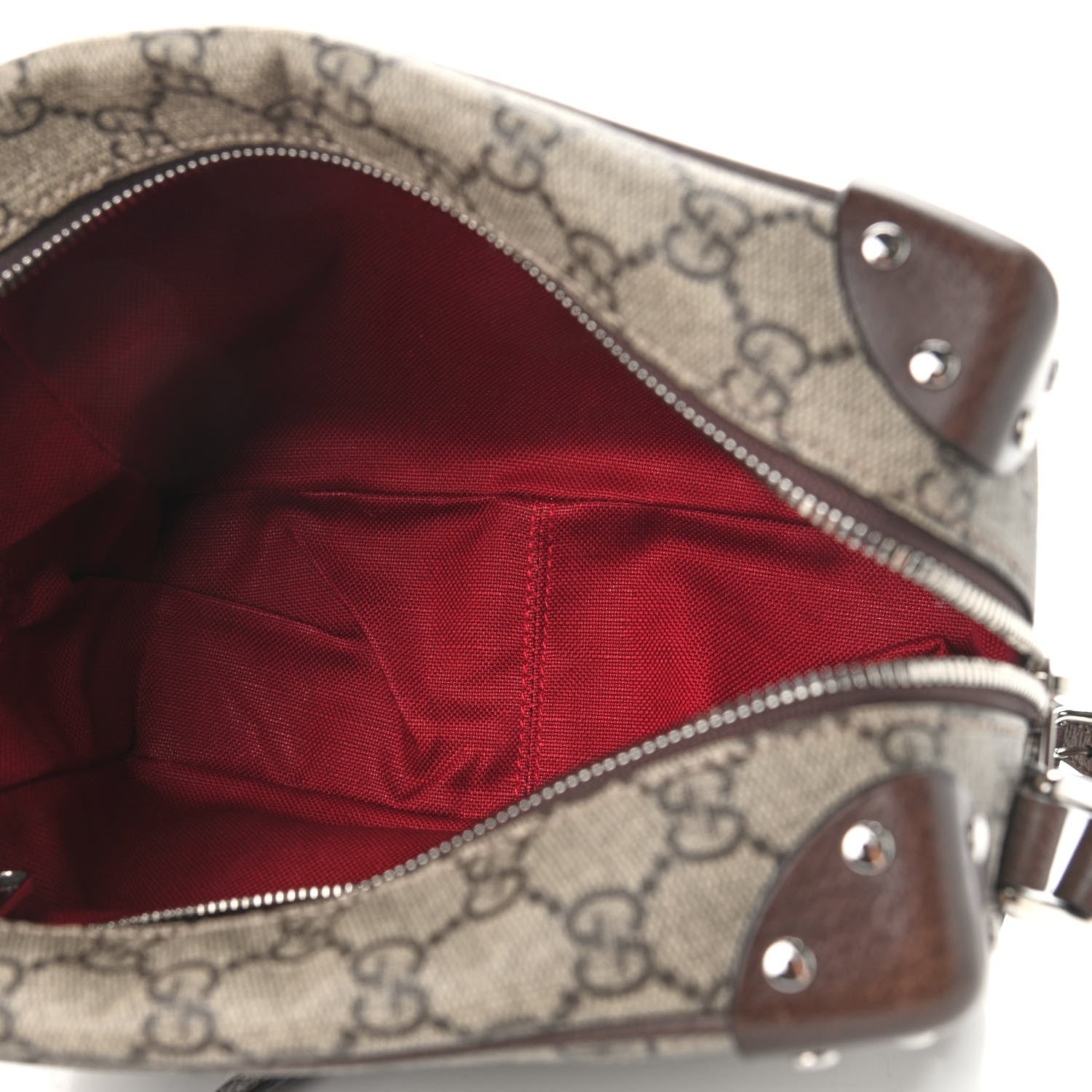 Gucci GG Supreme Monogram Textured Calfskin Square Messenger Bag Beige Ebony New Acero 7 of 9
