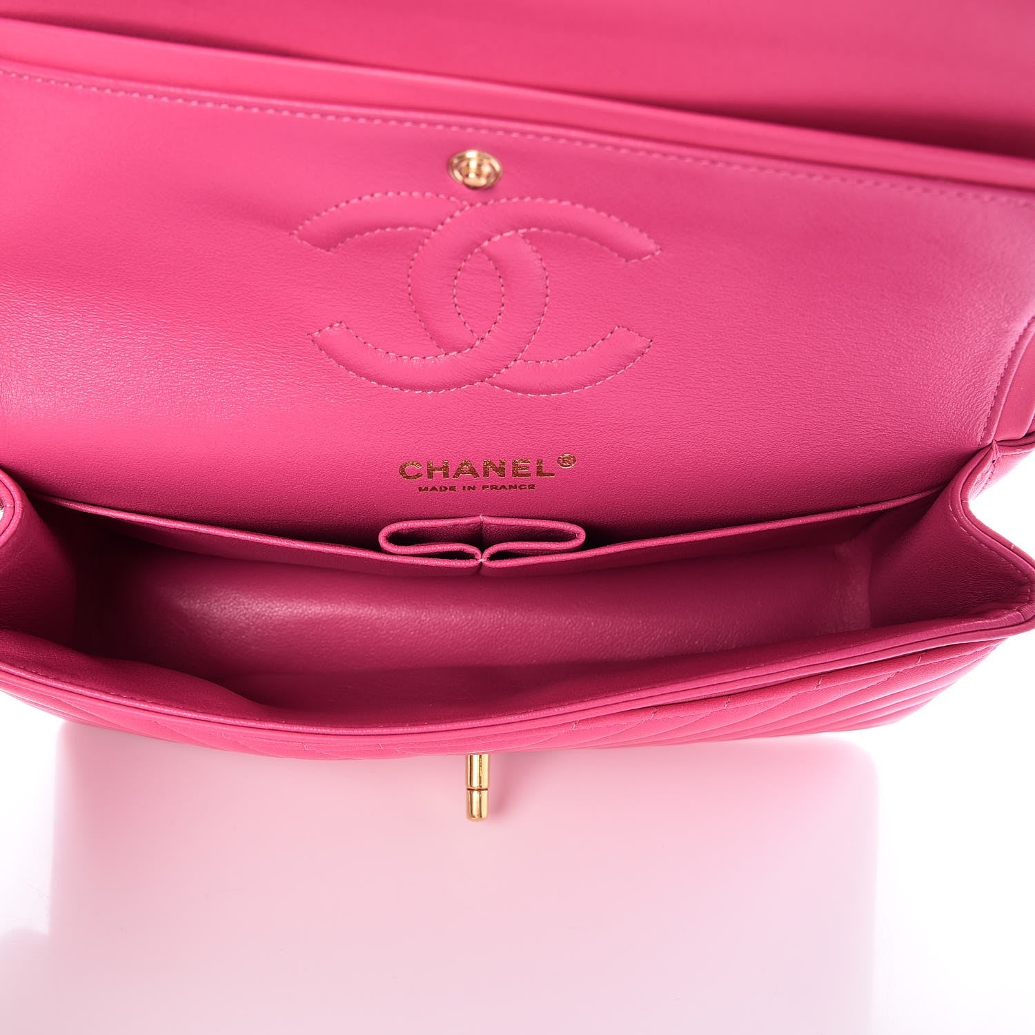 Chanel Lambskin Chevron Quilted Medium Double Flap Pink 6 of 9