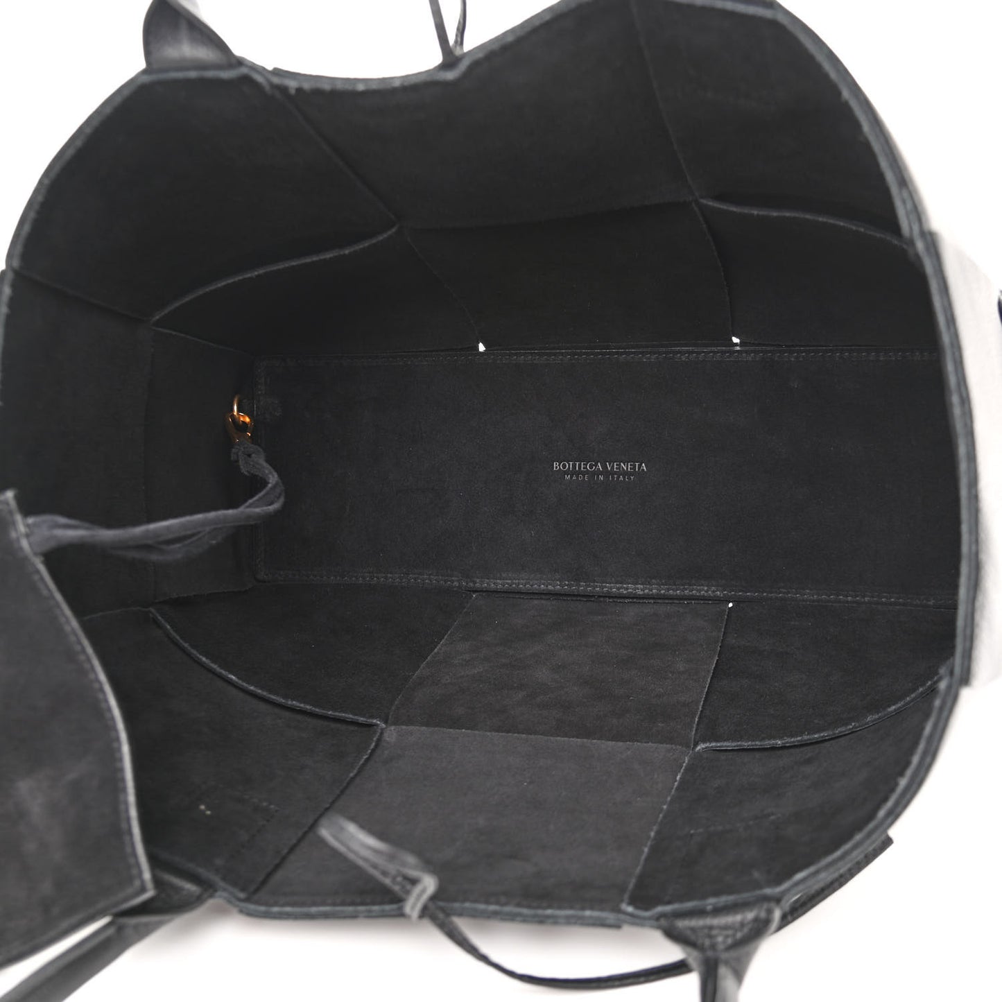 Grained Calfskin Maxi Intrecciato Arco Tote Black