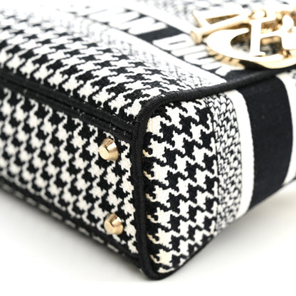 Christian Dior Canvas Houndstooth Embroidered Mini Lady D-Lite Black White 9 of 10