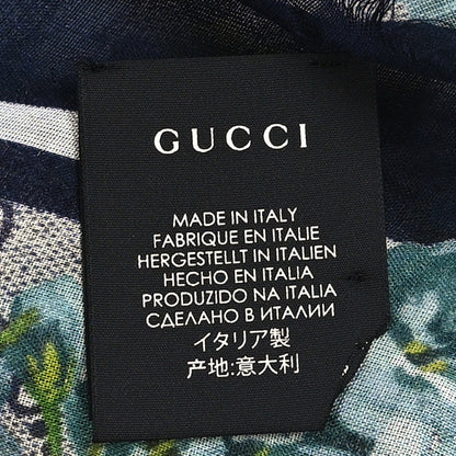 Gucci Modal Silk Monogram New Bloom GG Square Scarf Midnight Blue Sky Blue 3 of 4