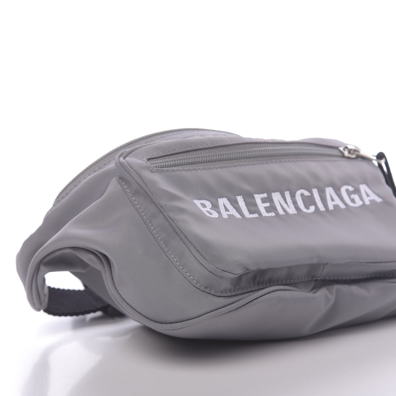 Balenciaga Textured Sport Nylon Logo Embroidered Wheel Beltpack Grey White 9 of 10