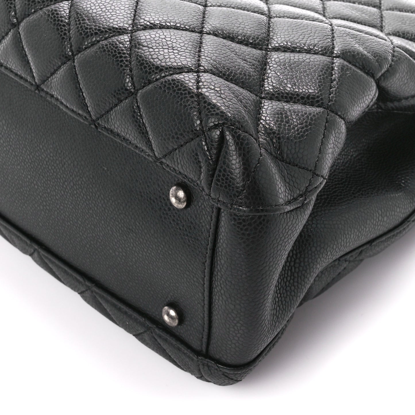 Caviar Quilted City Shopping Tote Black