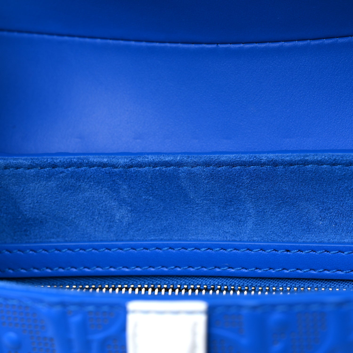 Christian Dior Perforated Calfskin Embossed Oblique Saddle Bag Blue White 10 of 10