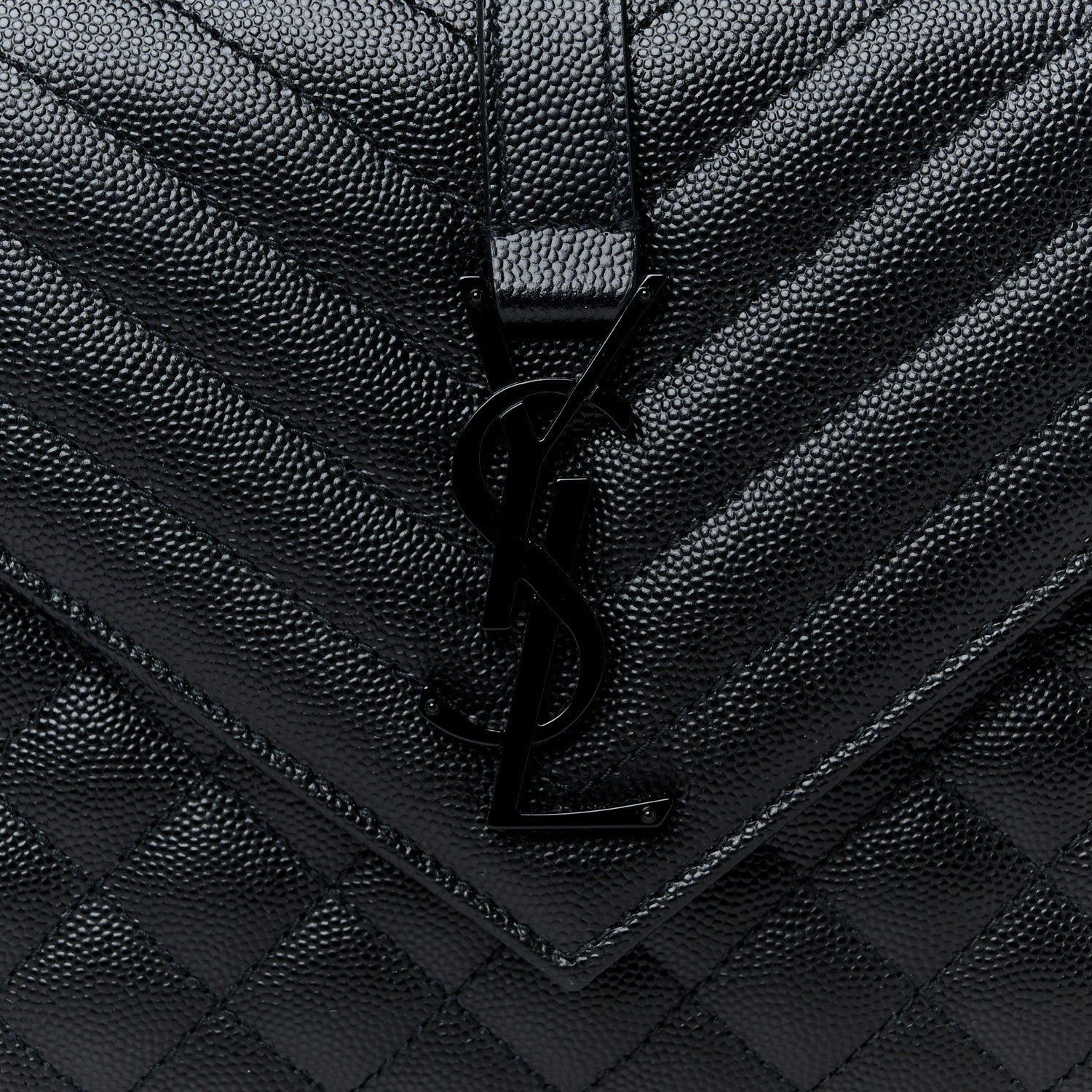 Saint Laurent Grain De Poudre Textured Mixed Matelasse Triquilt Medium Monogram Monochrome Satchel Black 9 of 11
