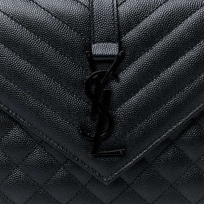 Saint Laurent Grain De Poudre Textured Mixed Matelasse Triquilt Medium Monogram Monochrome Satchel Black 9 of 11