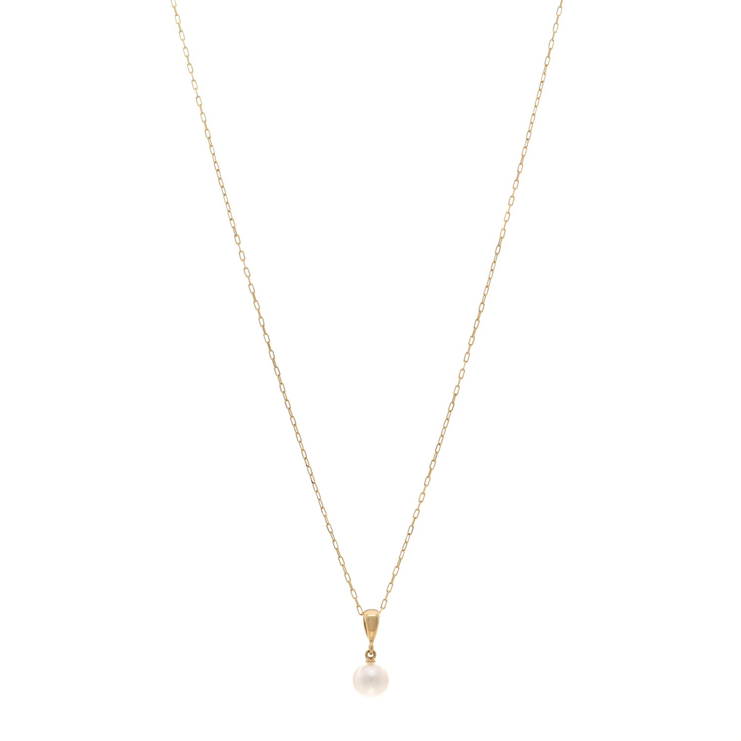 18K Yellow Gold Akoya Pearl 6.5mm Drop Pendant Necklace
