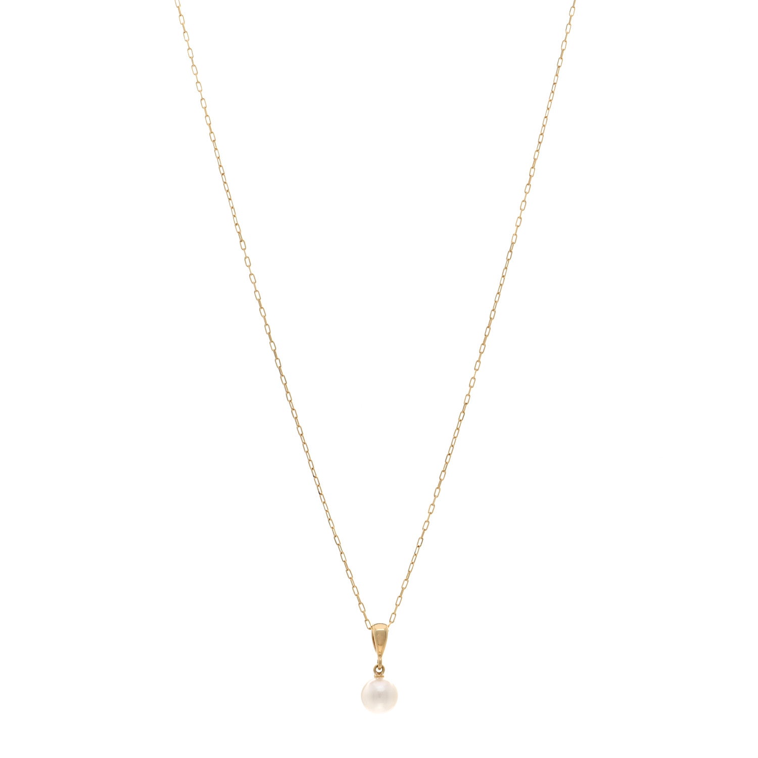 Mikimoto 18K Yellow Gold Akoya Pearl 6.5mm Drop Pendant Necklace 1 of 5