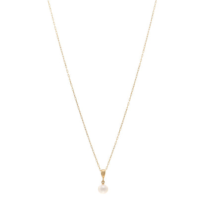 Mikimoto 18K Yellow Gold Akoya Pearl 6.5mm Drop Pendant Necklace 1 of 5