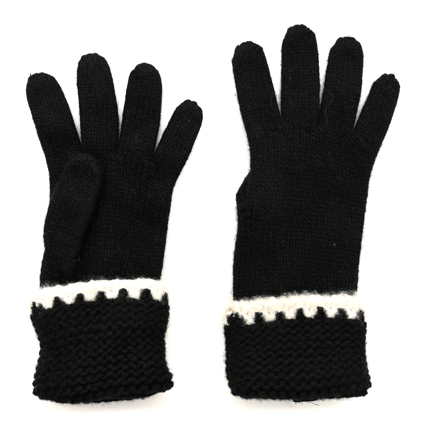 Wool Cashmere Silk Logo Gloves Black