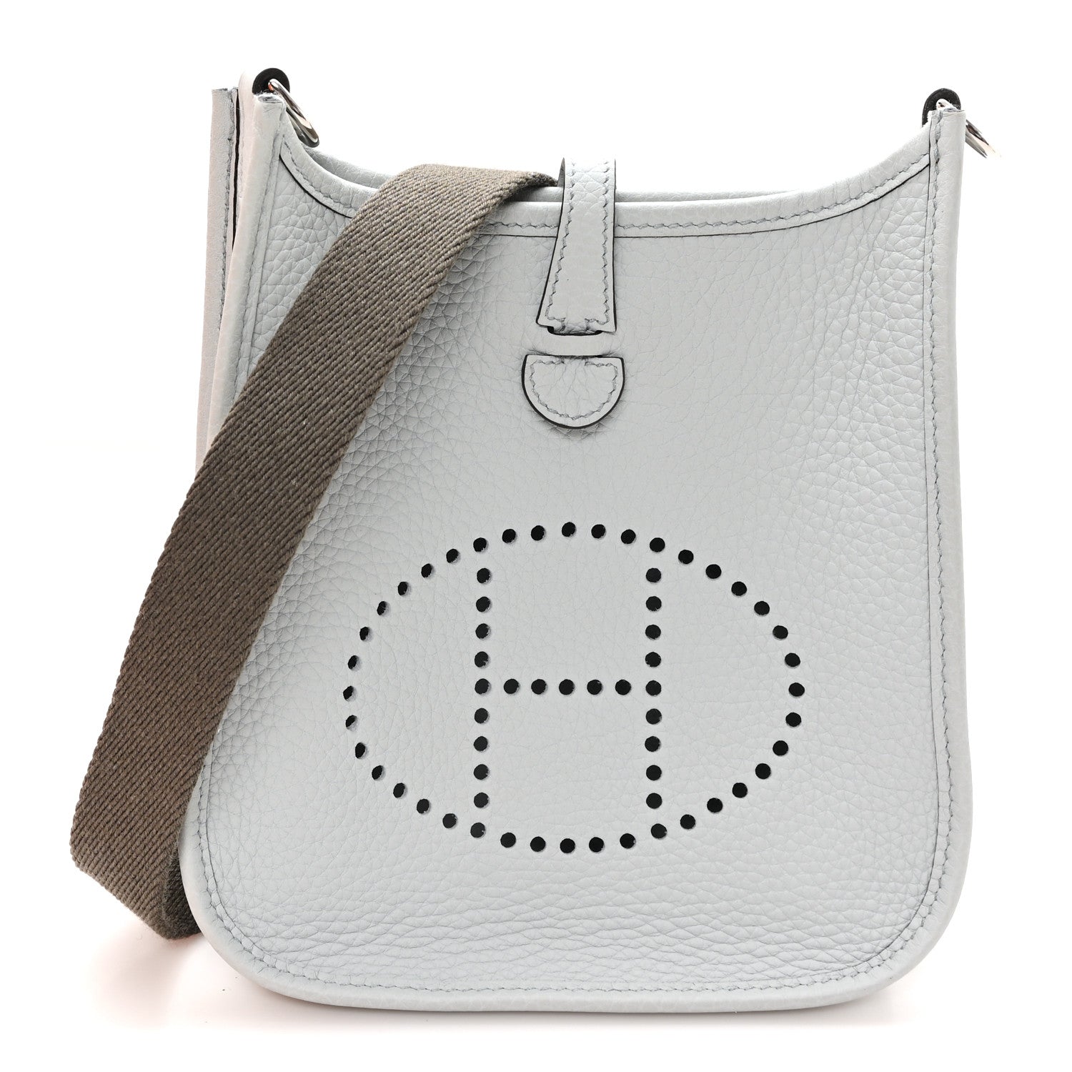 Hermes Taurillon Clemence Amazone Evelyne Short Strap TPM Bleu Pale Gris Etain 1 of 11