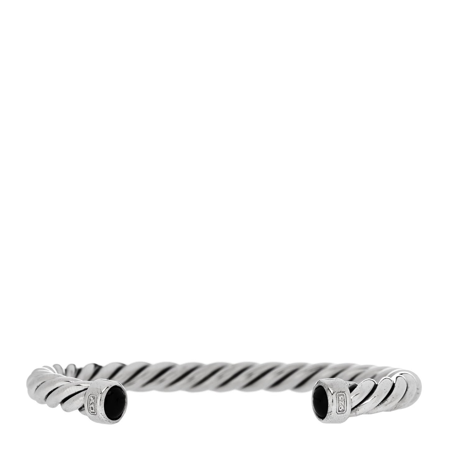 Sterling Silver Onyx 6mm Cable Classic Cuff Bracelet