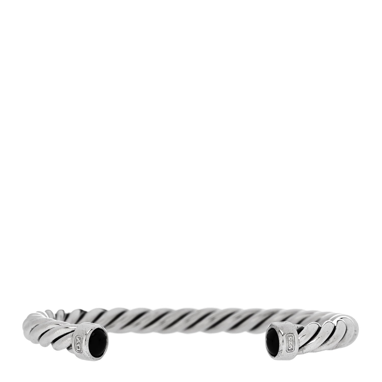 David Yurman Sterling Silver Onyx 6mm Cable Classic Cuff Bracelet 1 of 4