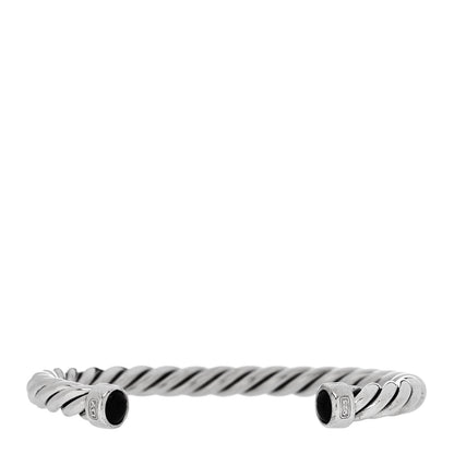David Yurman Sterling Silver Onyx 6mm Cable Classic Cuff Bracelet 1 of 4
