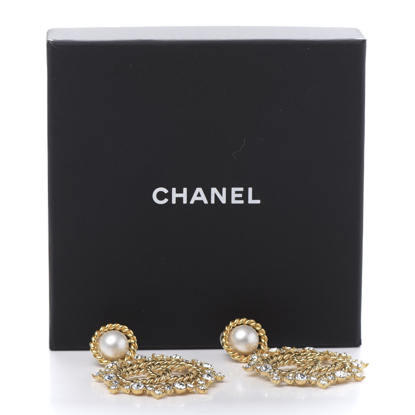 Pearl Crystal CC-Casino Clip On Earrings Gold