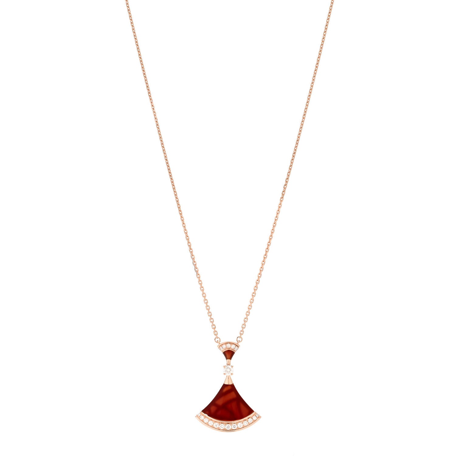 Bulgari 18K Rose Gold Diamond Carnelian Large Divas' Dream Pendant Necklace 1 of 8