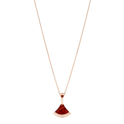 Bulgari 18K Rose Gold Diamond Carnelian Large Divas' Dream Pendant Necklace 1 of 8