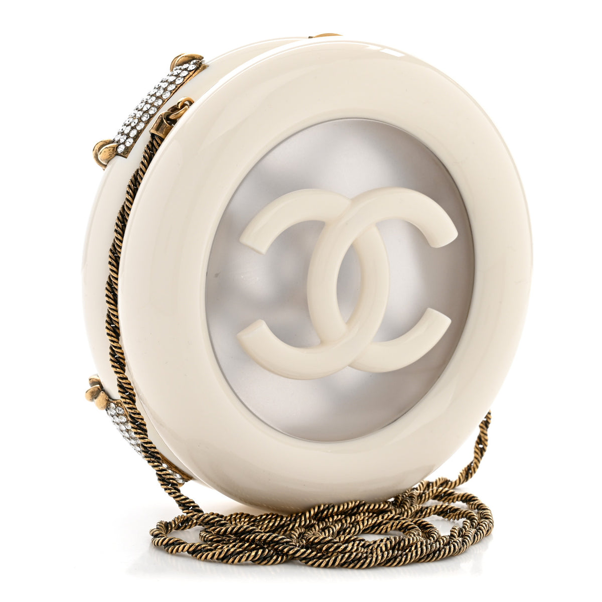 Chanel Resin Crystal Rescue Wheel Minaudière White 3 of 12