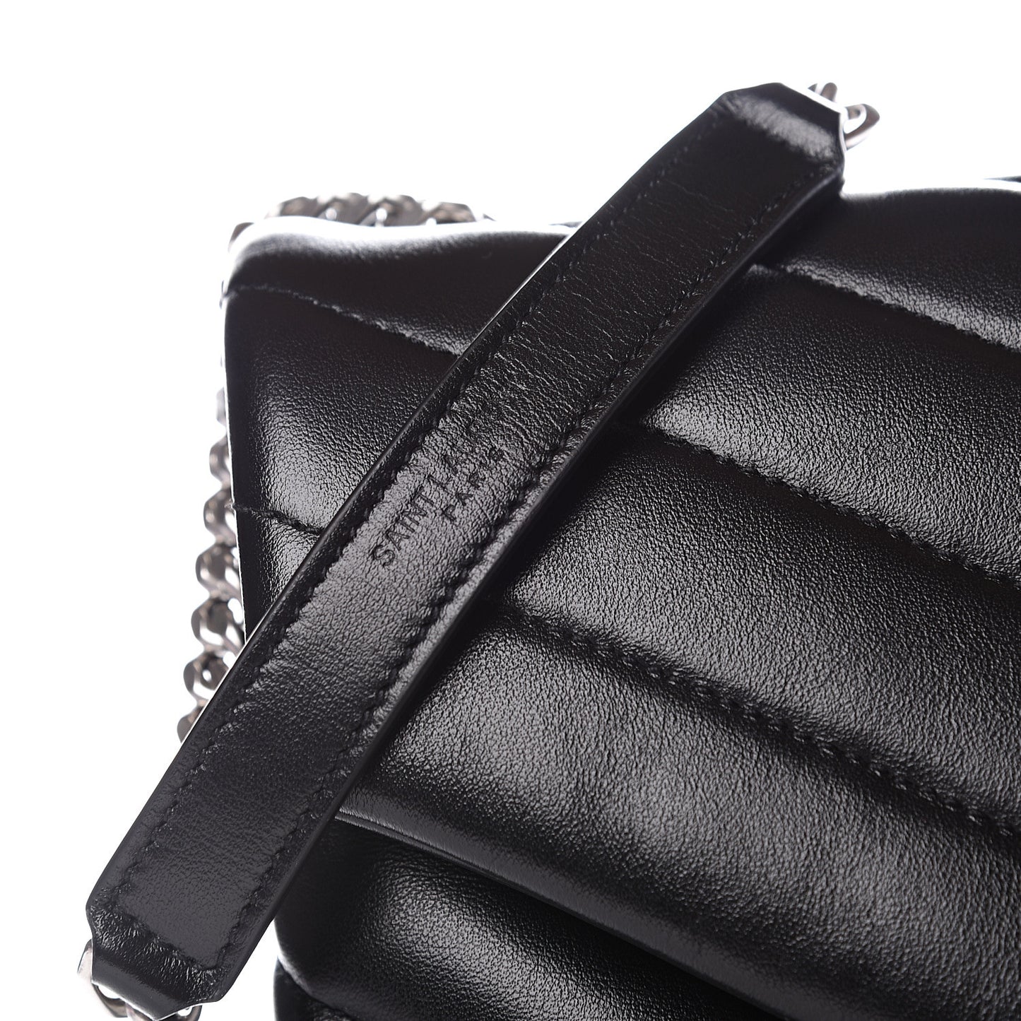 Calfskin Y Quilted Monogram Medium Loulou Chain Satchel Black