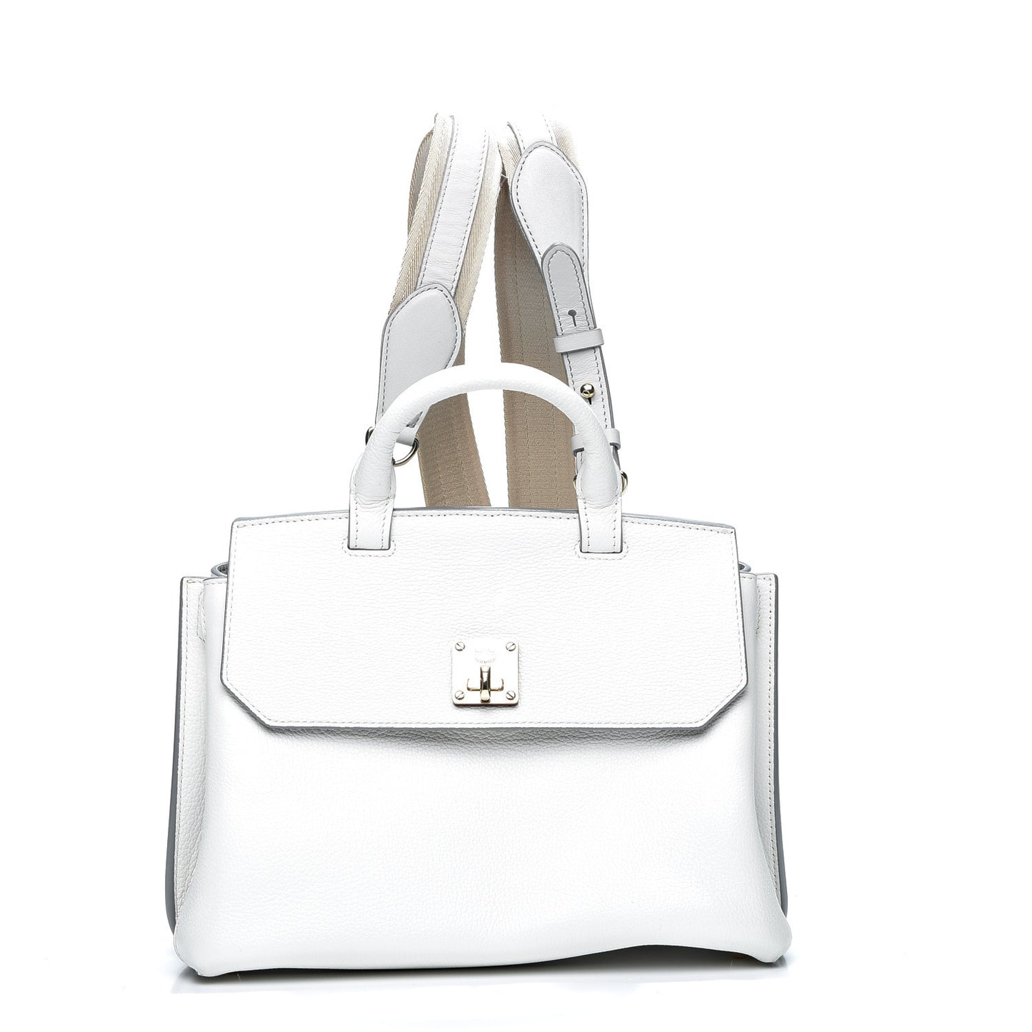 Grained Calfskin Medium Milla Convertible Backpack White Flake