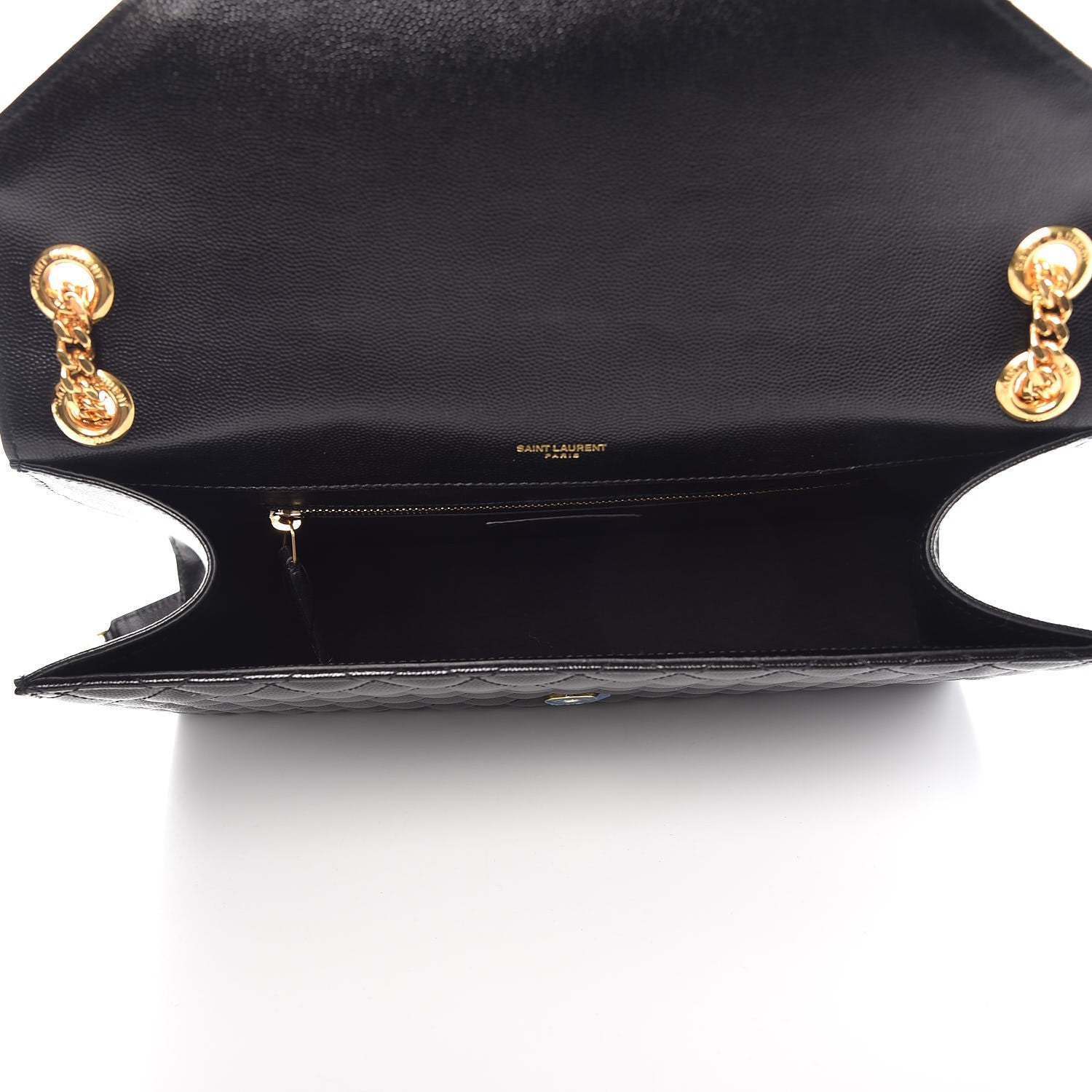 Saint Laurent Grain De Poudre Textured Mixed Matelasse Large Triquilt Monogram Satchel Black 6 of 9