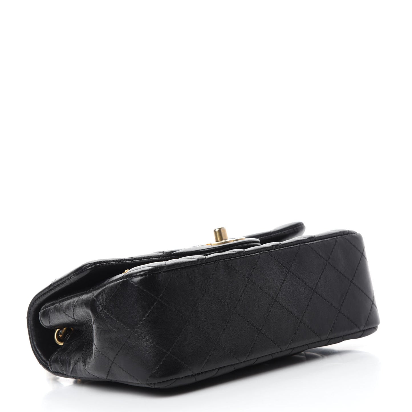 Lambskin Quilted Studded Mini Rectangular Flap Black