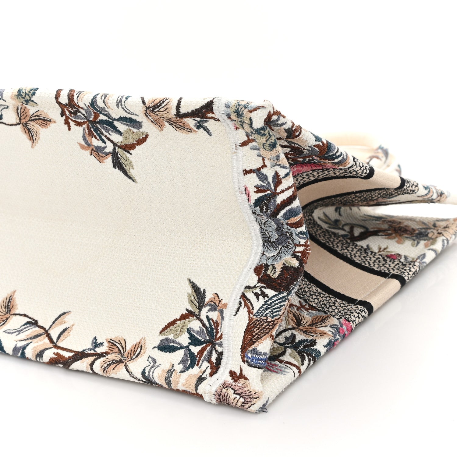 Christian Dior Canvas Embroidered Medium Jardin D'Hiver Book Tote Latte Multicolor 10 of 11