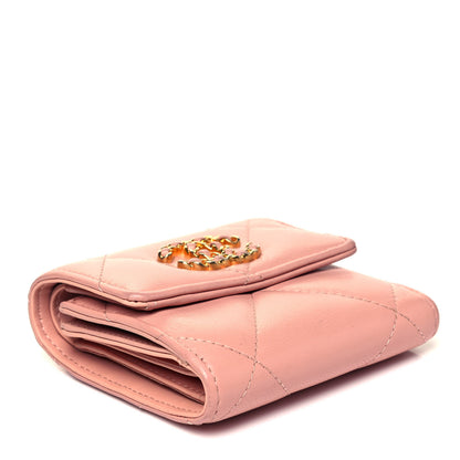 Chanel Goatskin Quilted Chanel 19 Small Flap Wallet Pink 4 of 10