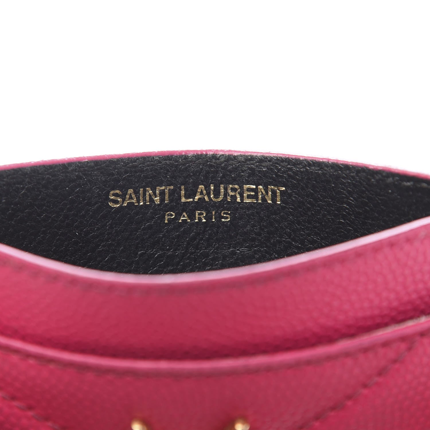 Saint Laurent Grain De Poudre Matelasse Chevron Monogram Credit Card Case Lipstick Fuchsia 6 of 10