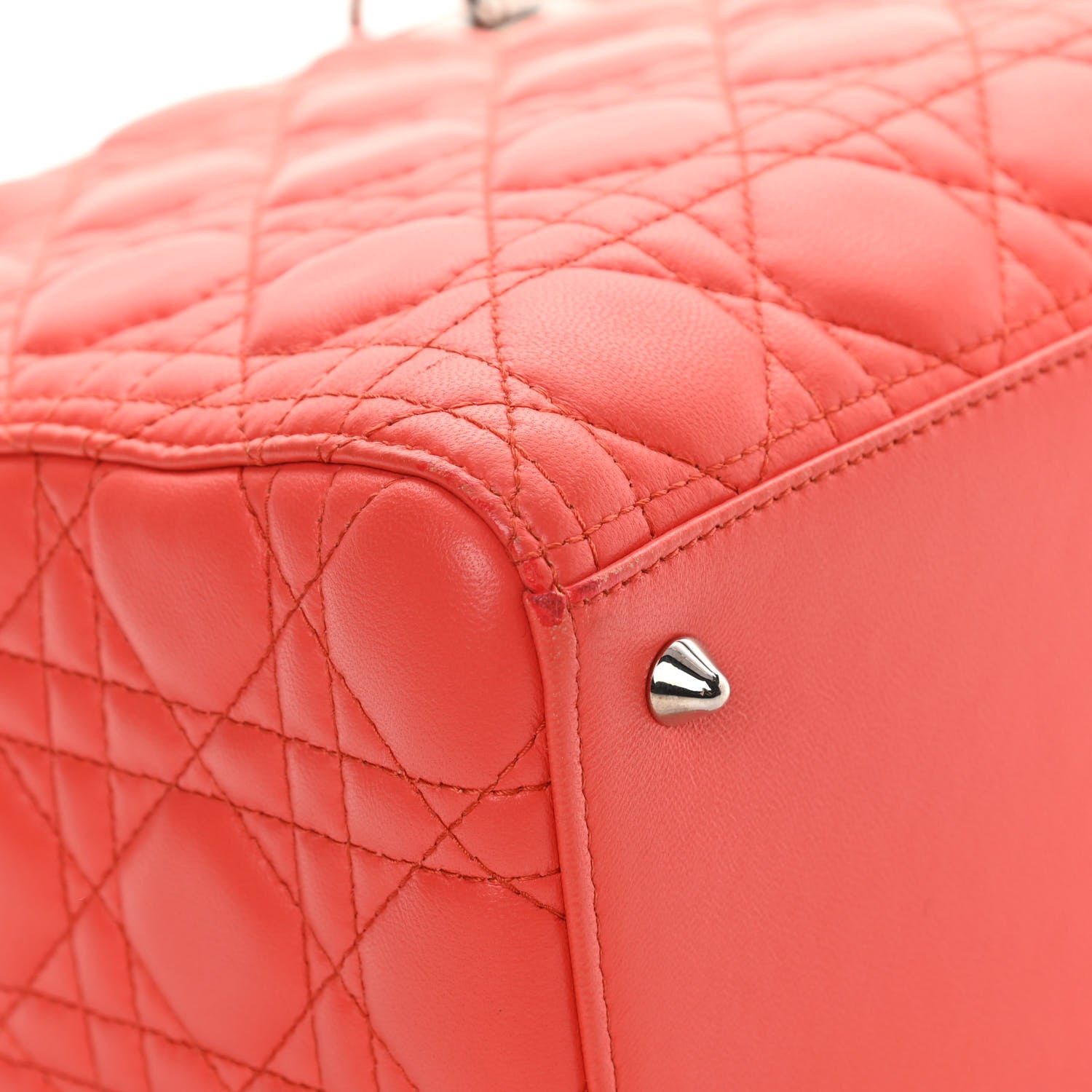 Christian Dior Lambskin Cannage Medium Lady Dior Coral 11 of 13