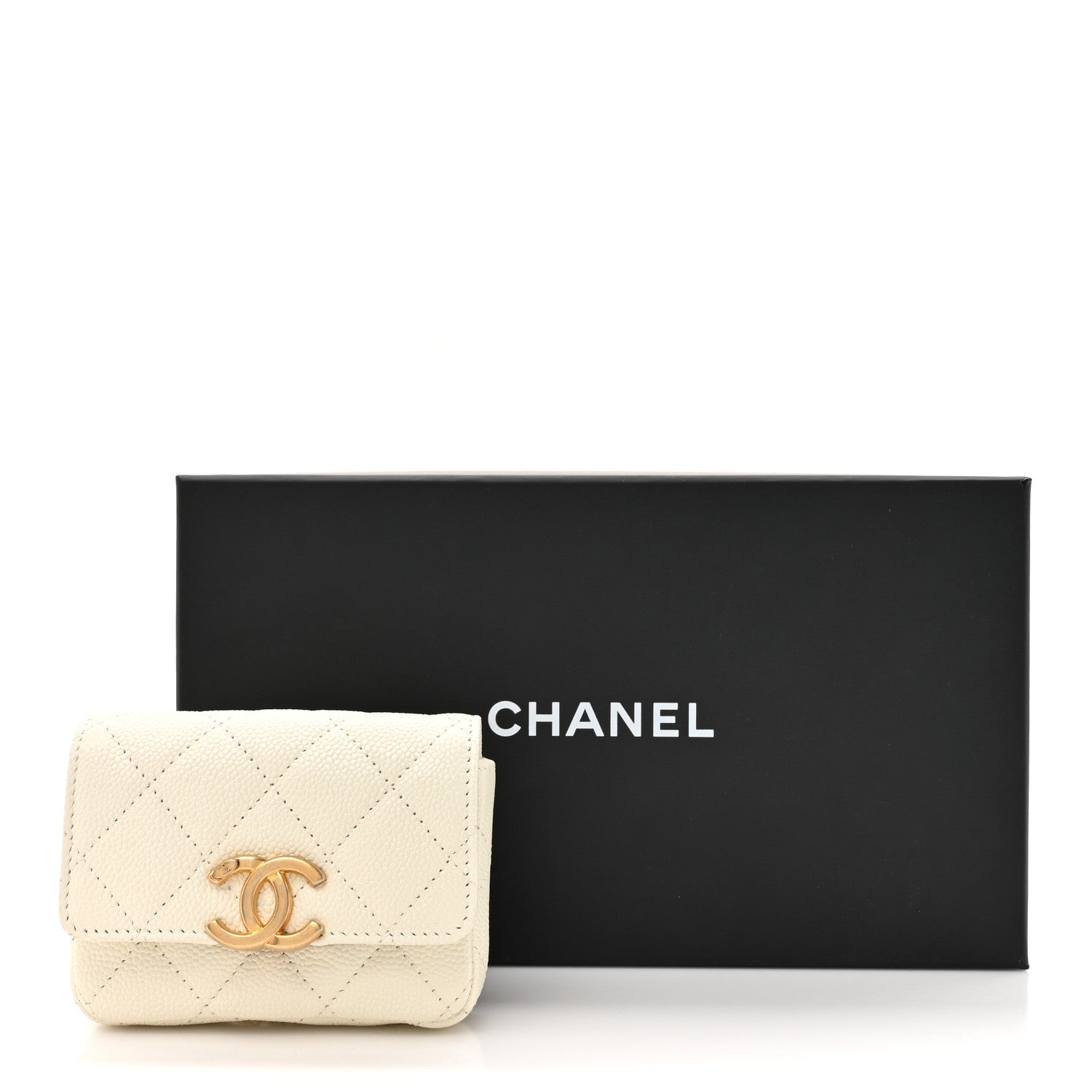 Chanel Shiny Caviar Quilted Chain Melody Belt Bag White 10 of 10