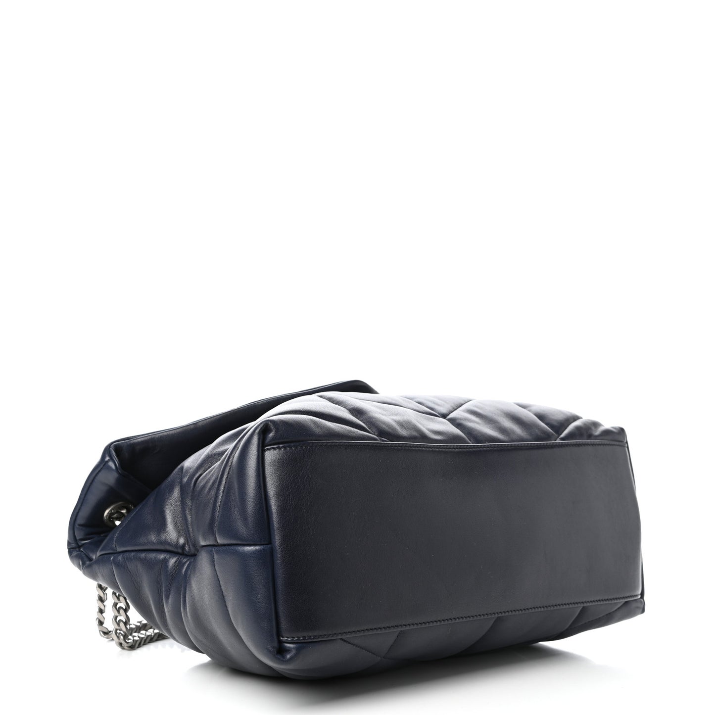 Lambskin Quilted Medium Loulou Puffer Monogram Chain Satchel Navy
