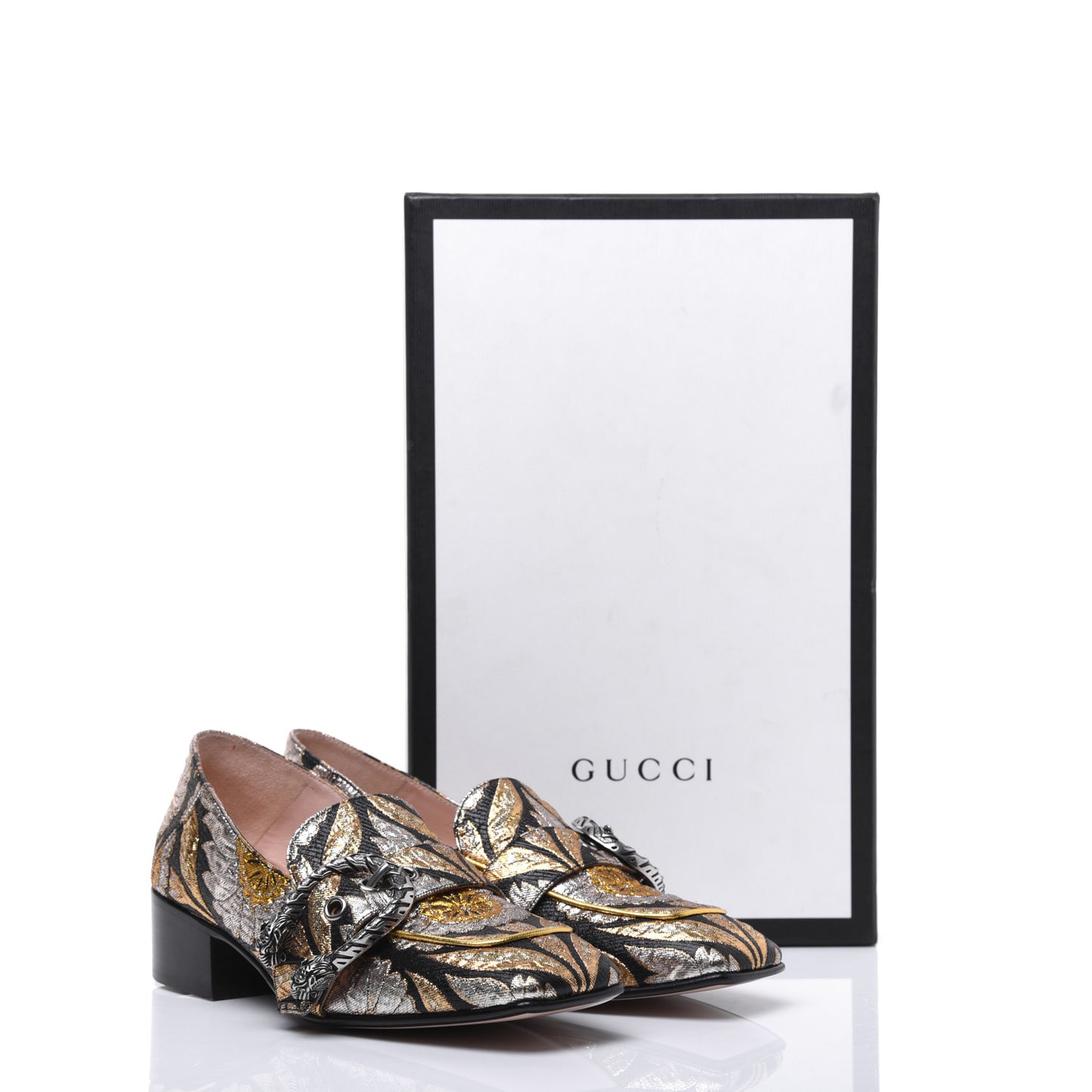 Brocade Floral Jacquard Dionysus Loafers 35.5 Black