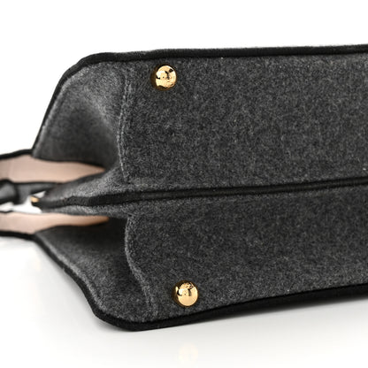 Fendi Melange Flannel Satin Threaded Edge Medium Peekaboo I SEE U Satchel Grigio Bois de Rose 9 of 18