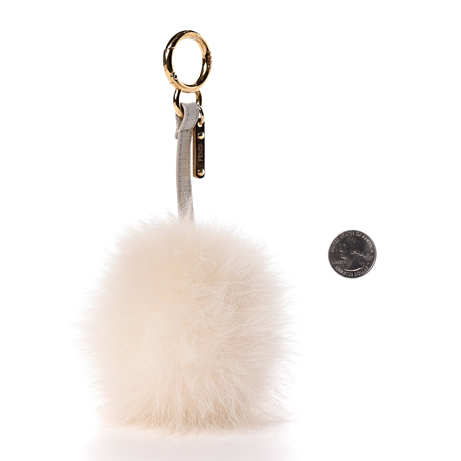 Fendi Fox Fur Pom Pom Bag Charm White 2 of 2