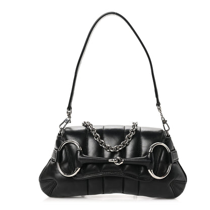 Gucci Nappa Vertical Matelasse Small Maxi Horsebit Chain Shoulder Bag Black 1 of 10
