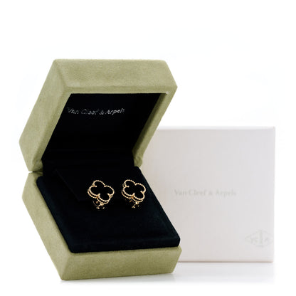 Van Cleef & Arpels 18K Yellow Gold Black Onyx Vintage Alhambra Earrings 5 of 5