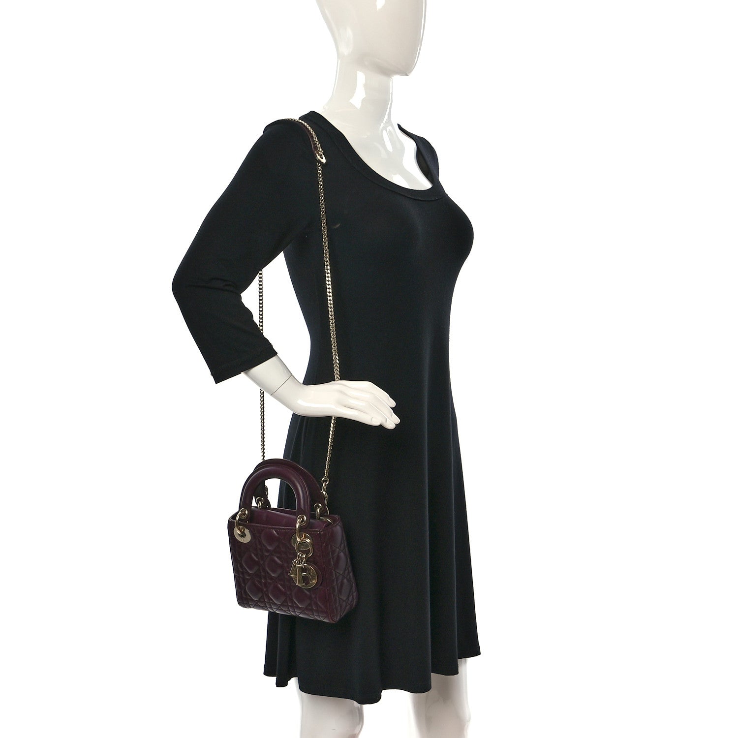 Christian Dior Lambskin Cannage Mini Lady Dior Plum 2 of 10