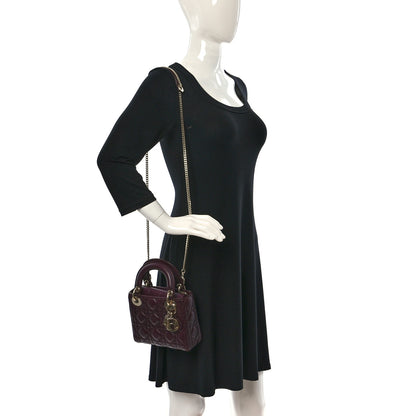 Christian Dior Lambskin Cannage Mini Lady Dior Plum 2 of 10