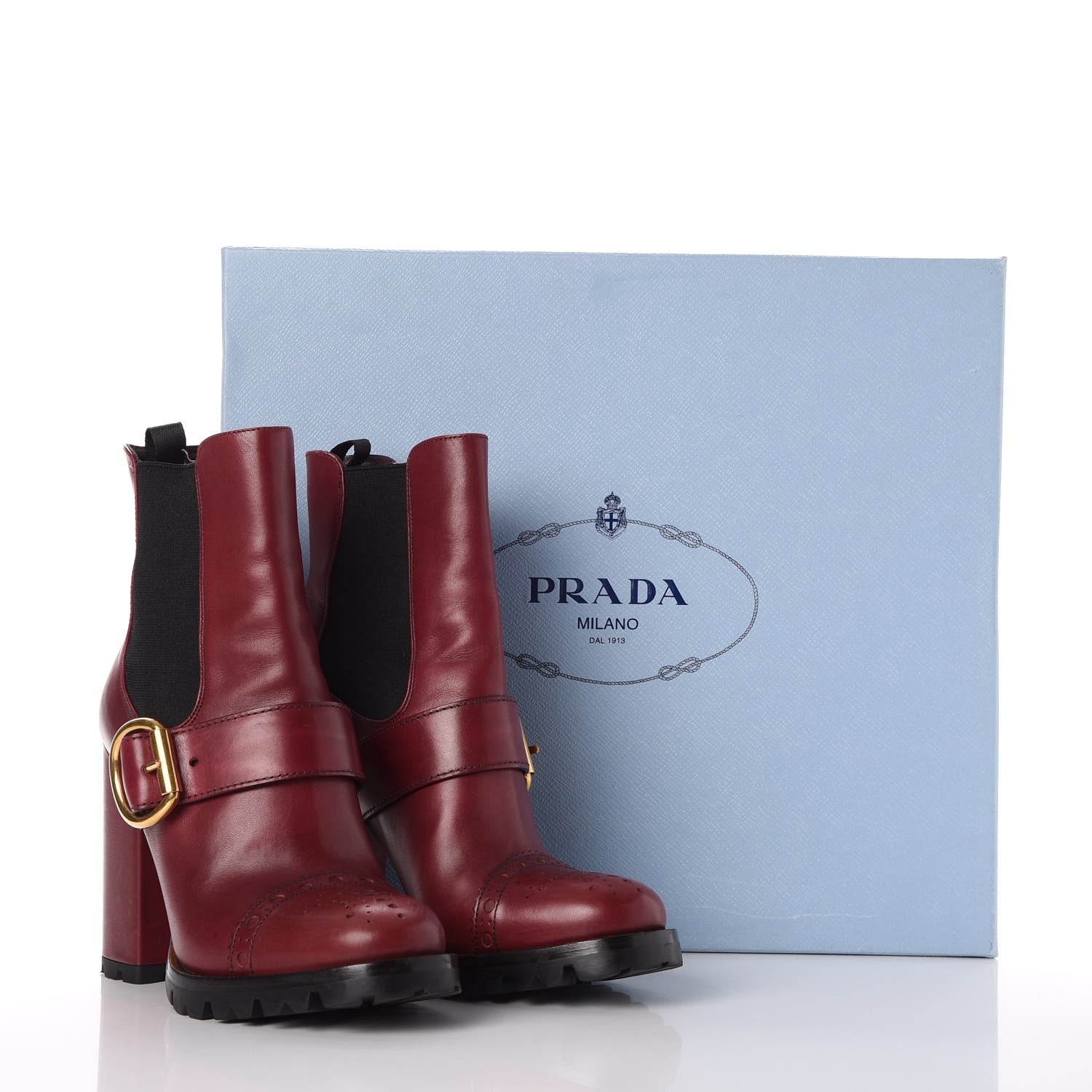 Prada Calfskin Cap Toe Chelsea Boots 38 Amaranto 14 of 14