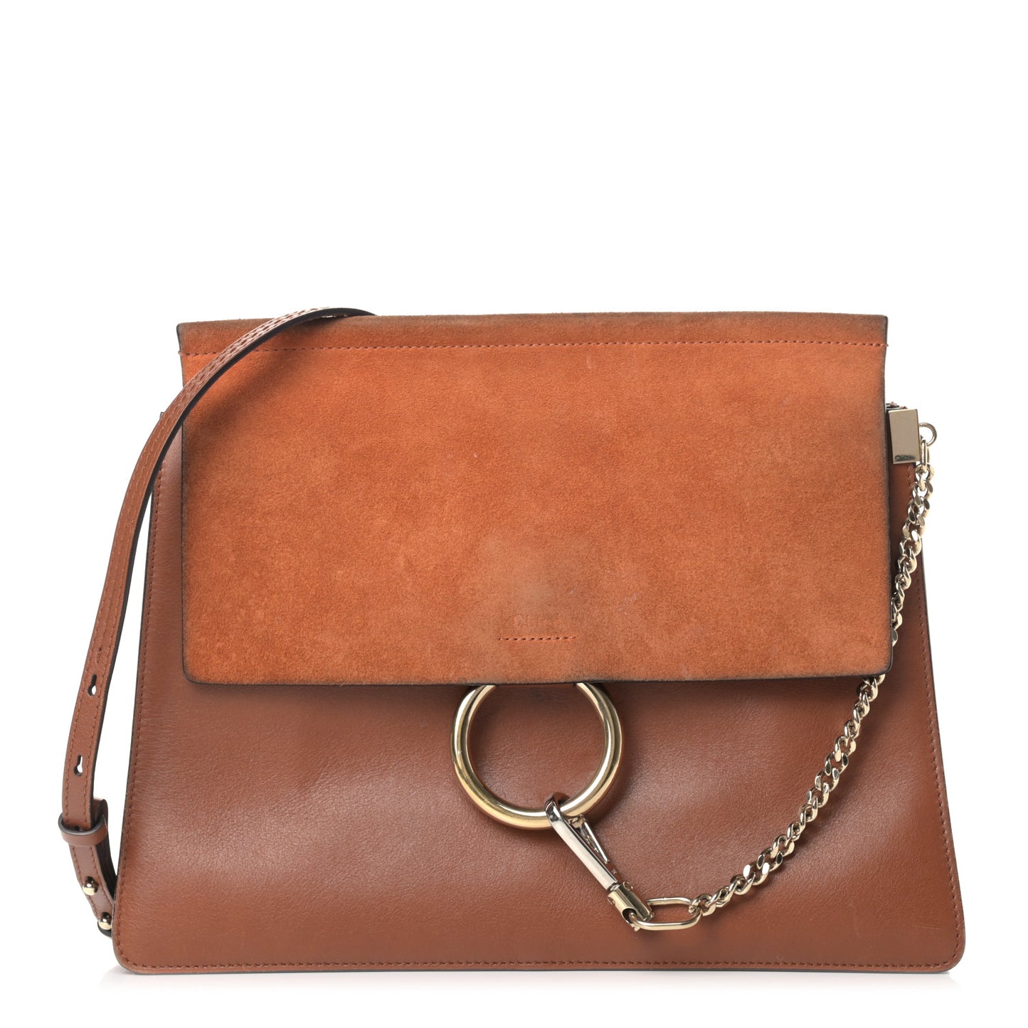 Suede Calfskin Medium Faye Shoulder Bag Tobacco