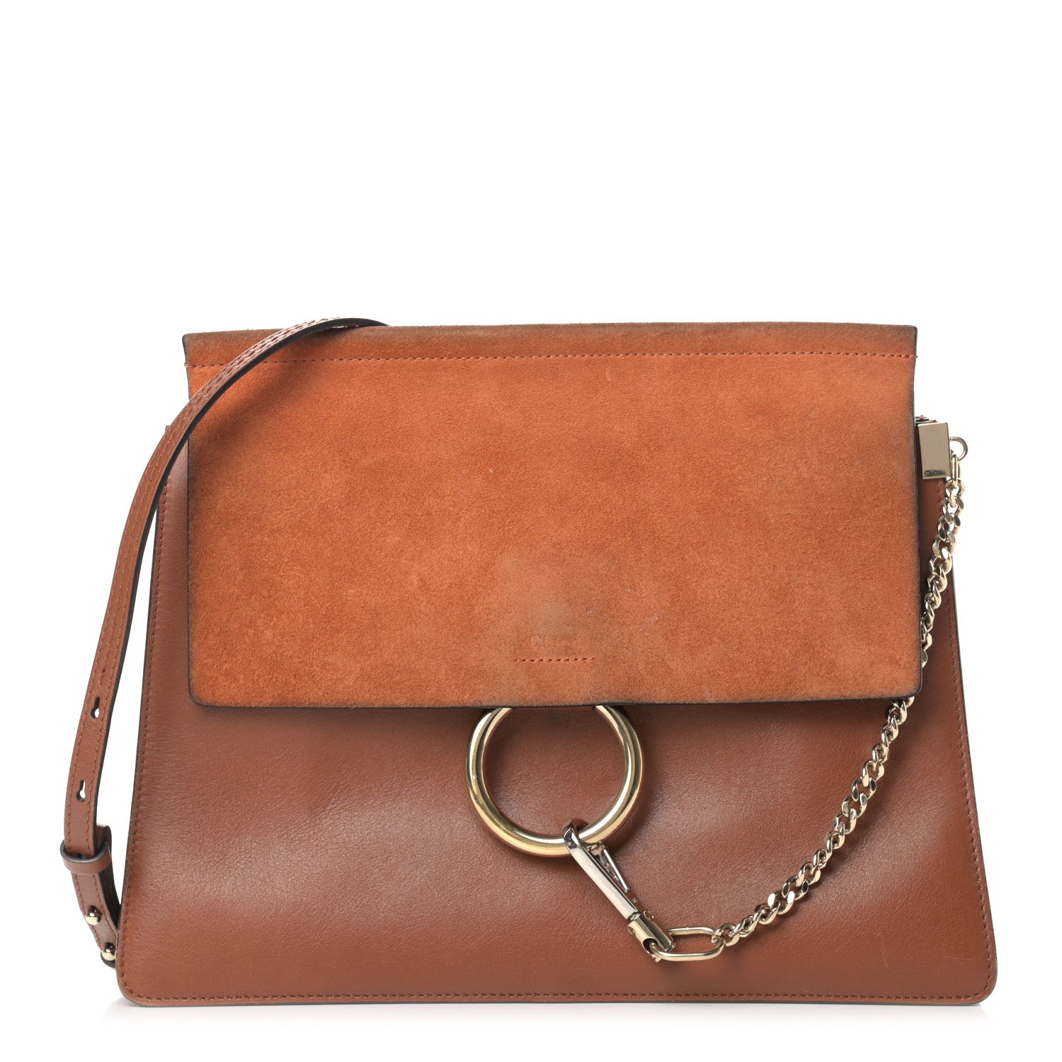Chloe Suede Calfskin Medium Faye Shoulder Bag Tobacco 1 of 16