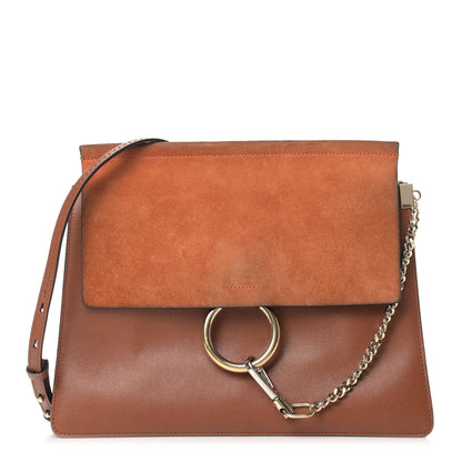 Chloe Suede Calfskin Medium Faye Shoulder Bag Tobacco 1 of 16