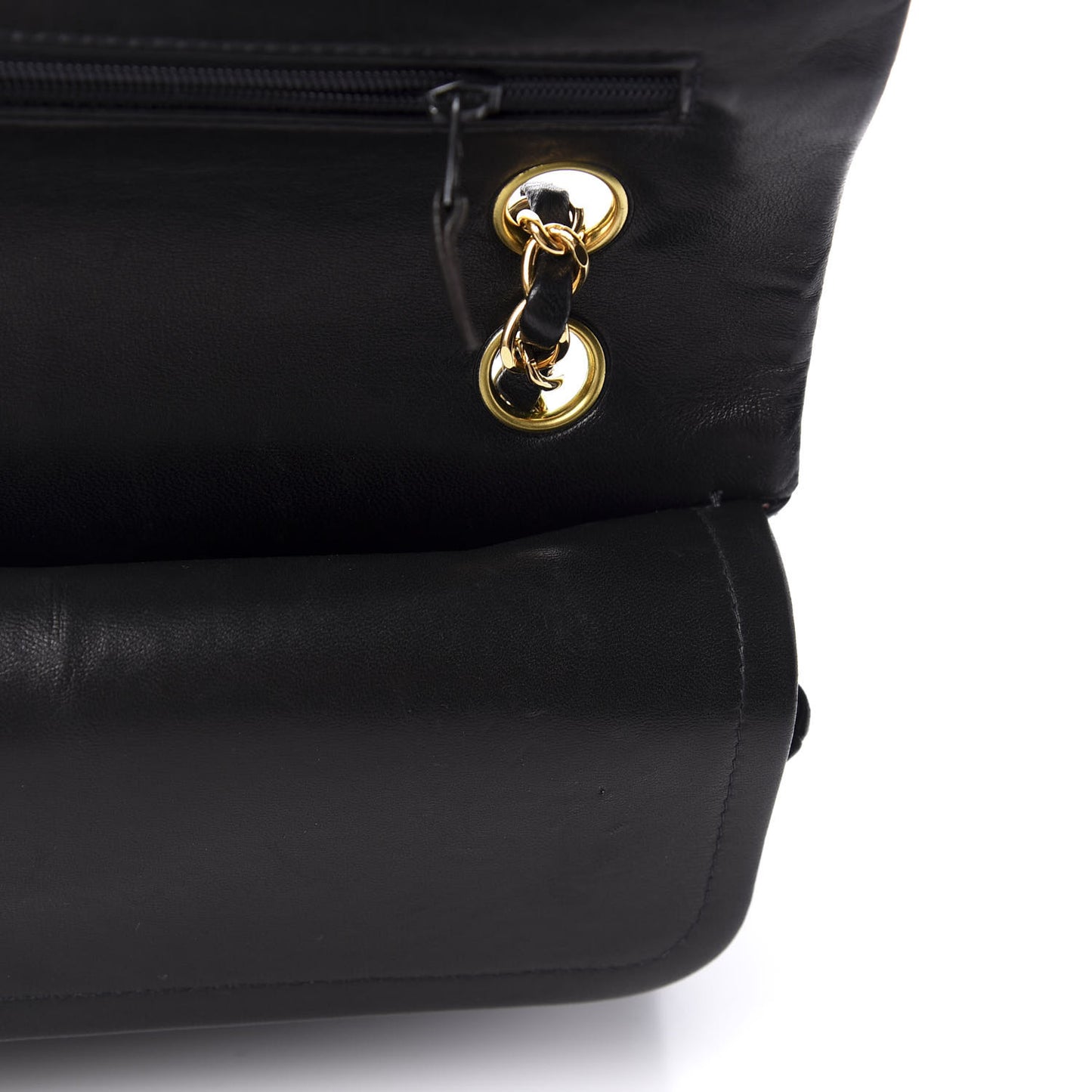 Lambskin Quilted Medium Double Flap Black
