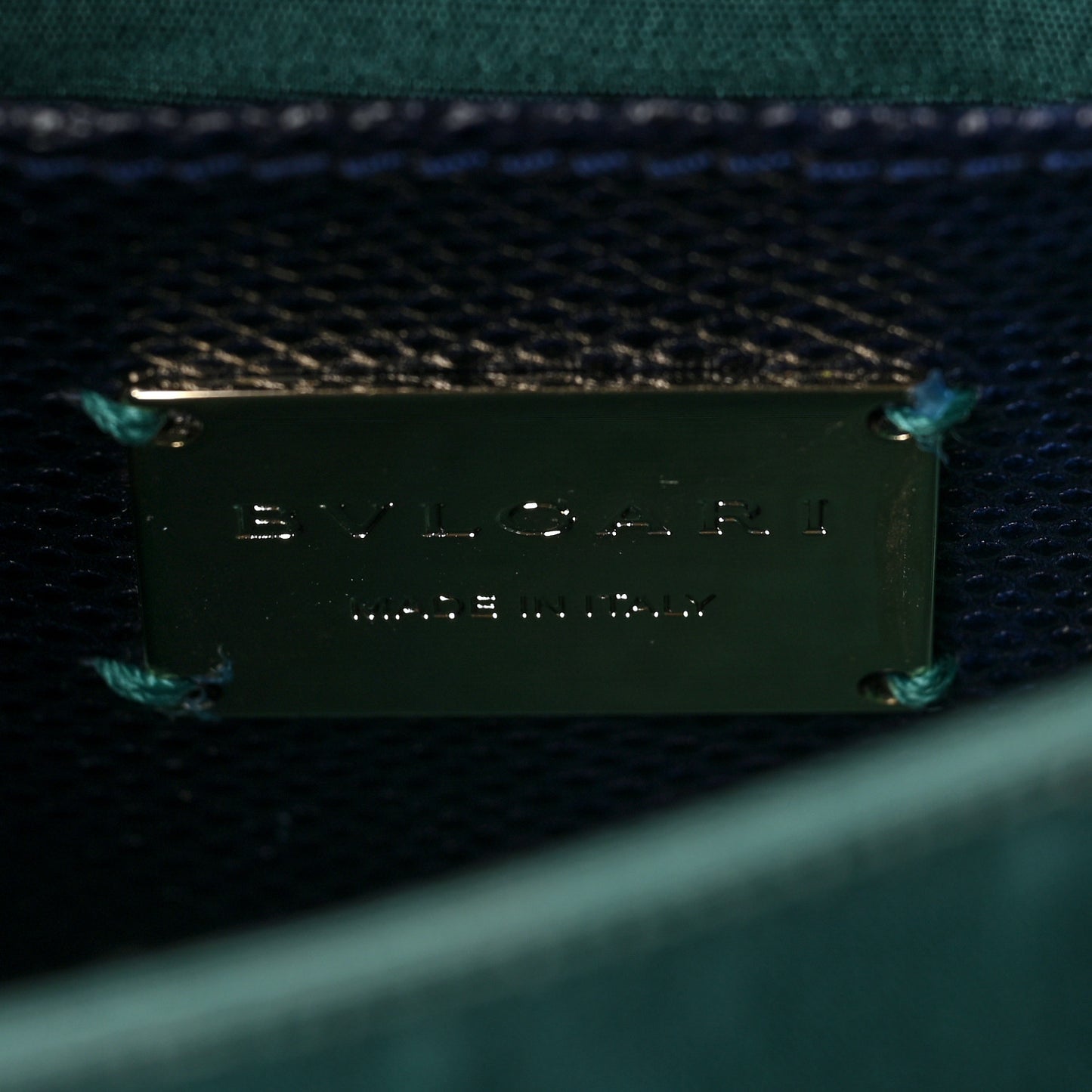 Shiny Karung Serpenti Forever Top Handle Dark Blue