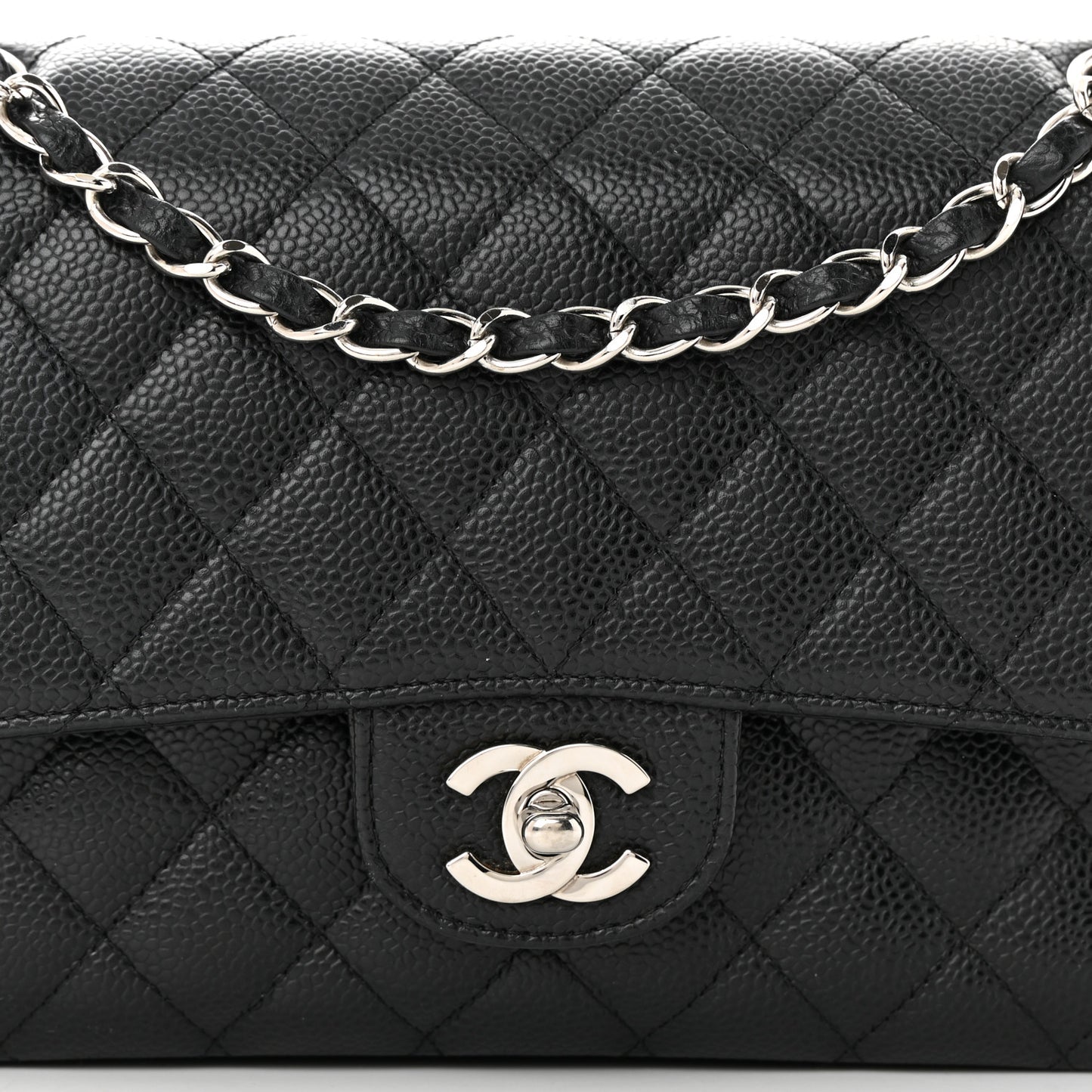 Caviar Quilted Medium Double Flap Black