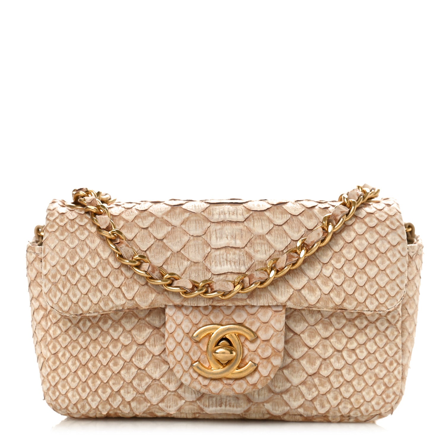 Chanel Snakeskin Extra Mini Rectangular Flap Beige 1 of 9