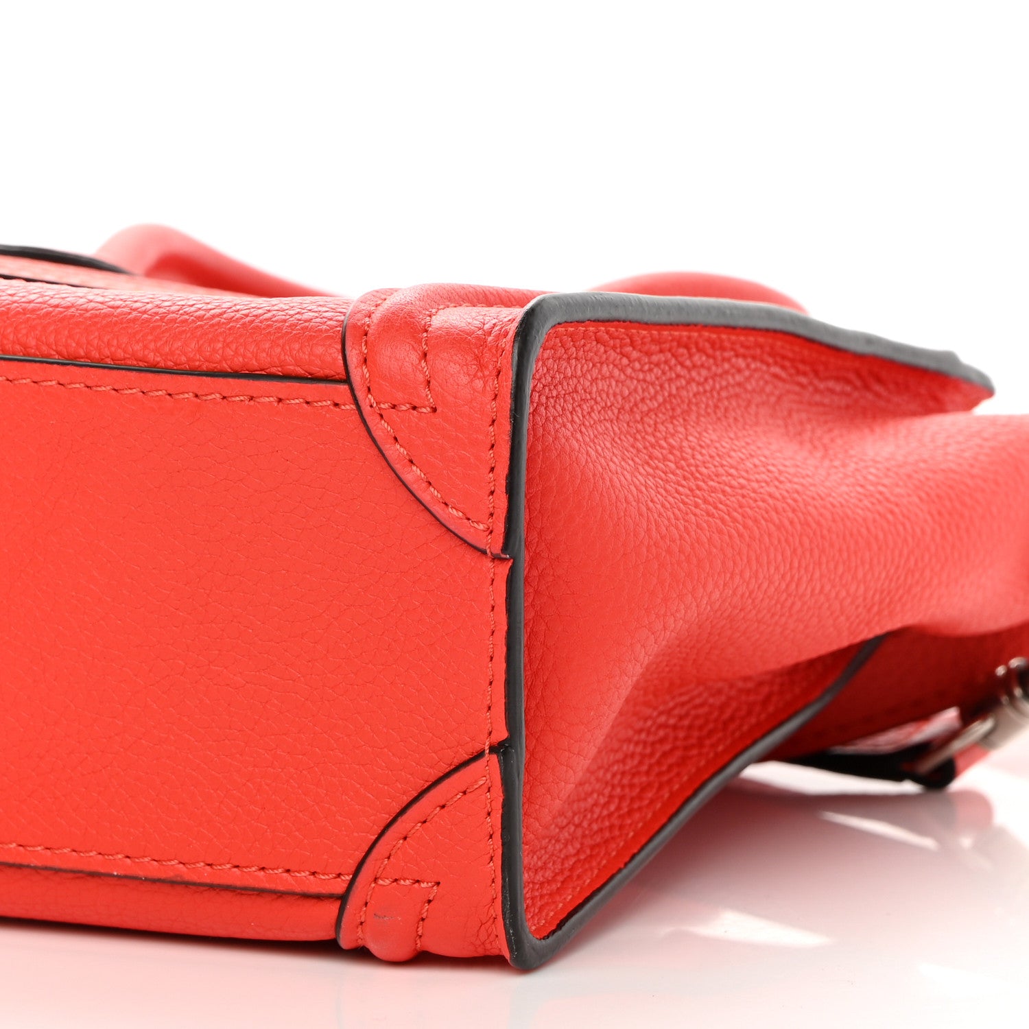 Celine Drummed Calfskin Nano Luggage Coquelicot 10 of 13